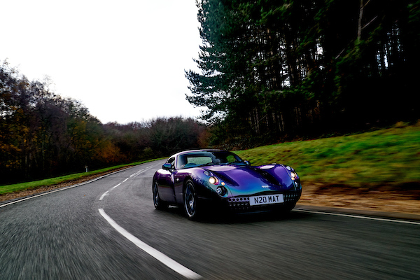 purple TVR performance road driving